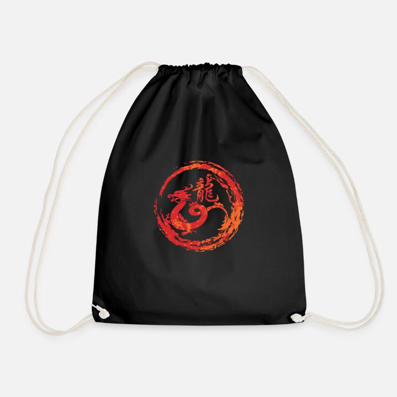 Dragon chinese zodiac - Drawstring Bag - black
