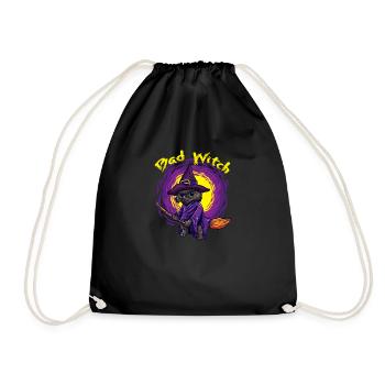 Mauvais chat sorcière pour sorcières chevauche le balai - Sac de sport léger - noir - Devant
