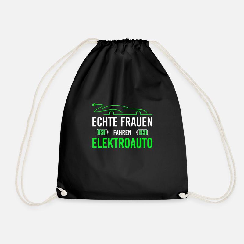 Echte Frauen fahren Elektroauto elektro Auto eauto - Turnbeutel - Schwarz