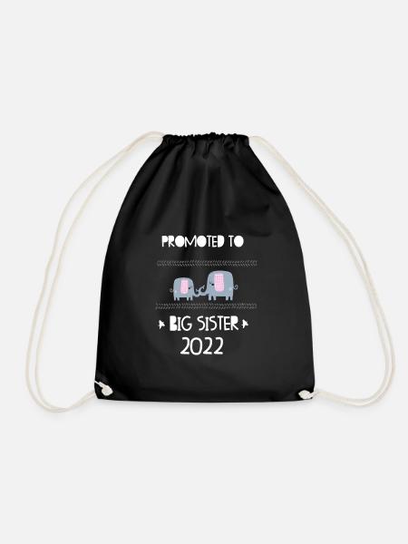 Big Sister 2022 Elefant for Pregnancy Announcement - Drawstring Bag - black