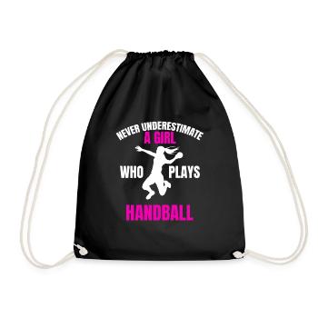 Handballerin Handball Mädchen Frauenhandball Damen - Turnbeutel - Schwarz - Vorne