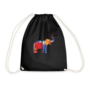 Elephant Art as Canvas Painting - Drawstring Bag - black - Front