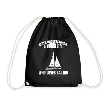 Sailing Woman Sailing Boat Boat Sailor Sailing - Drawstring Bag - black - Front