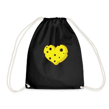 Piece of heart-shaped cheese - Drawstring Bag - black - Front
