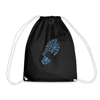 Geocaching Footprint Shoe - Drawstring Bag - black - Front