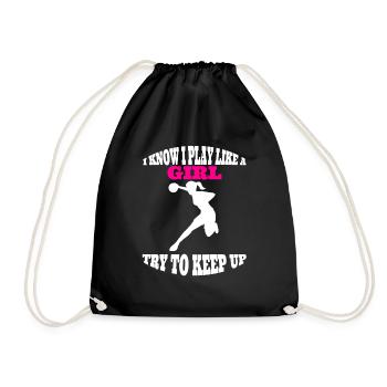 Handballerin Damen Handball Mädchen Frauenhandball - Turnbeutel - Schwarz - Vorne