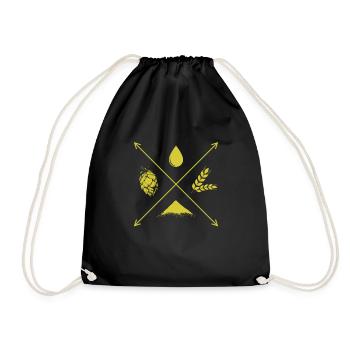 Beer brew water Hops and malt - Drawstring Bag - black - Front