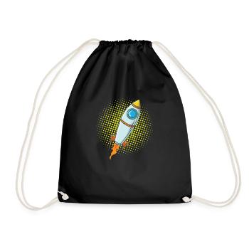 Moon Rocket Spaceship Comic Missile - Drawstring Bag - black - Front