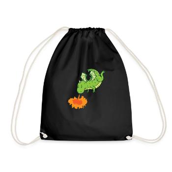 Dragon spits fire Mythical creatures Fairy tale - Drawstring Bag - black - Front