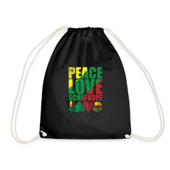 Peace Love Schafkopf Kartenspiel Spielkarte - Turnbeutel - Schwarz - Vorne
