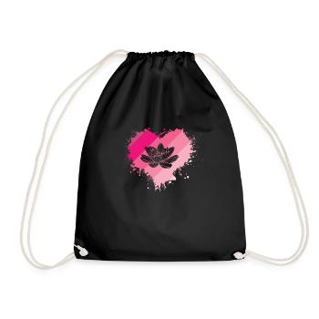 Lotus Flower Heart Plant Flower Lotus Flower - Drawstring Bag - black - Front