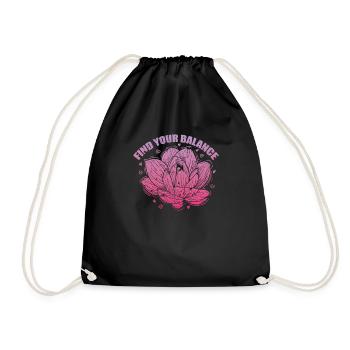 Lotosblume Find your Balance Pflanze Blume - Turnbeutel - Schwarz - Vorne