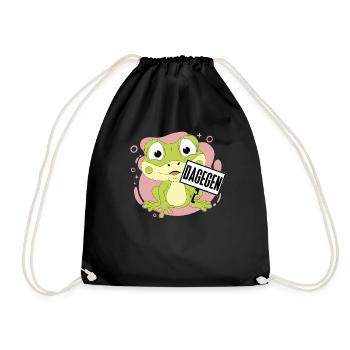 Statement Frosch dagegen - Turnbeutel - Schwarz - Vorne