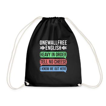 Onewallfree English für Englisch Lehrer Übersetzer - Turnbeutel - Schwarz - Vorne