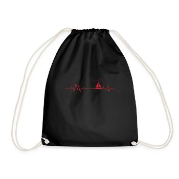 My heart beats for sailing Heartline - Drawstring Bag - black - Front