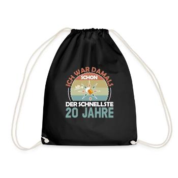 Ich war damals schon der Schnellste 20. Geburtstag - Turnbeutel - Schwarz - Vorne