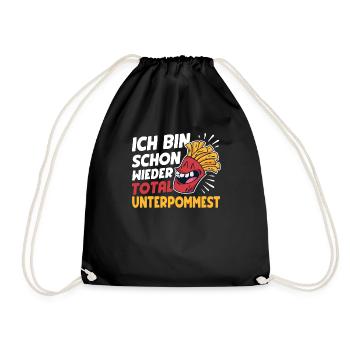 Ich bin schon wieder unterpommest Fastfood Pommes - Turnbeutel - Schwarz - Vorne