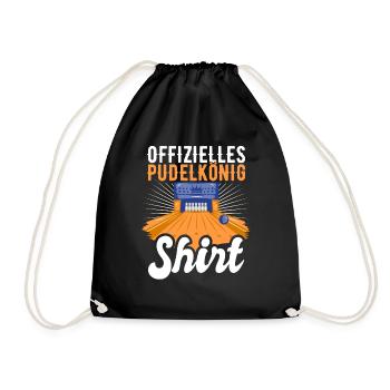 Offizielles Pudelkönig Shirt für Kegler - Turnbeutel - Schwarz - Vorne