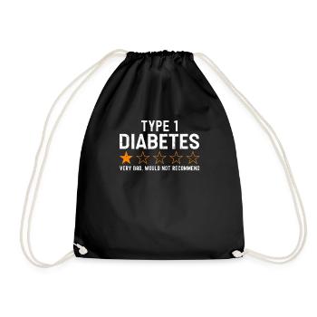 Rezension 1 Stern schlecht Type 1 Diabetes - Turnbeutel - Schwarz - Vorne