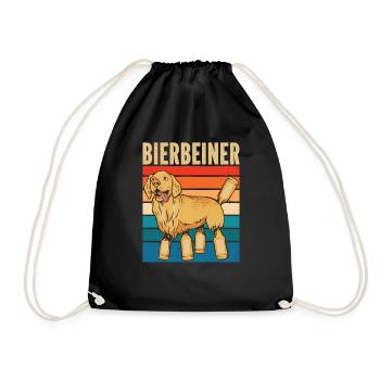 Bierbeiner für Biertrinker Bier - Turnbeutel - Schwarz - Vorne