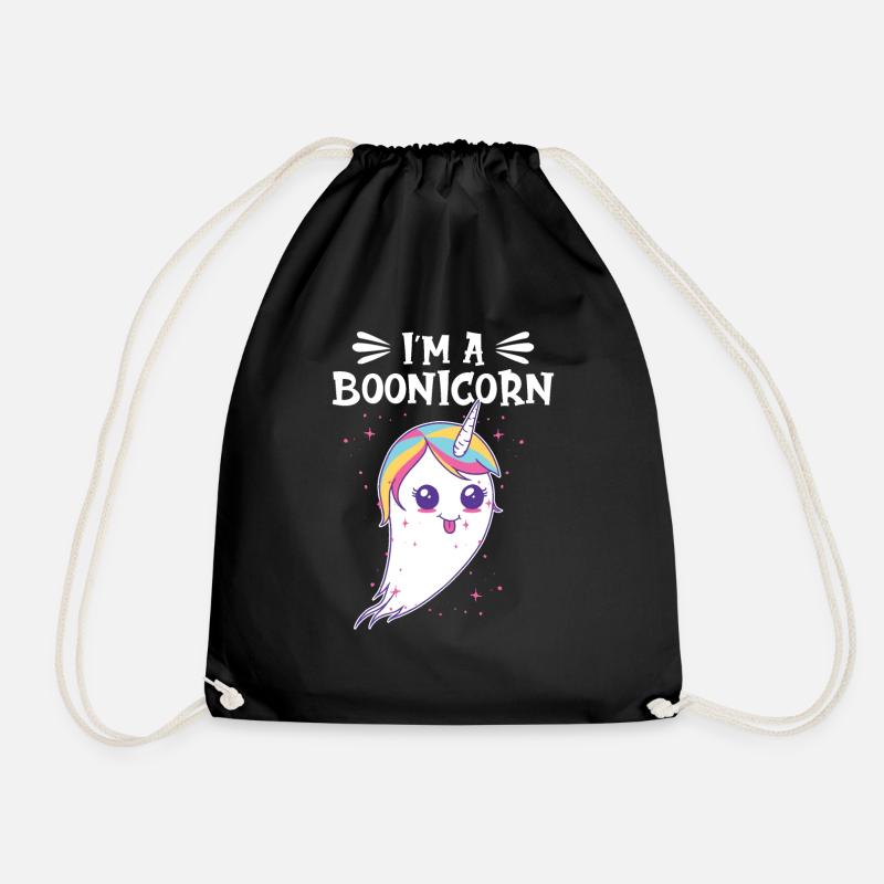 Halloween Unicorn Boonicorn Costume - Drawstring Bag - black