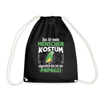 This is my human costume parrot Halloween - Drawstring Bag - black - Front