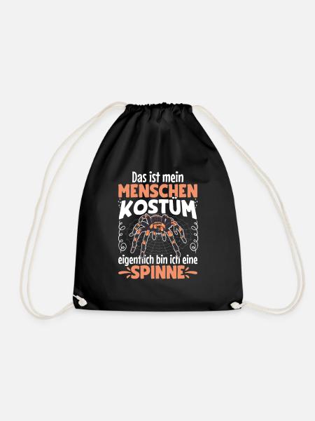 This is my human costume spider Halloween - Drawstring Bag - black