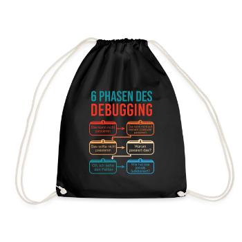 6 Stages of Debugging for Programmers - Drawstring Bag - black - Front