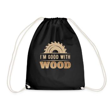 Im Good With Wood für Zimmermann Schreiner - Turnbeutel - Schwarz - Vorne