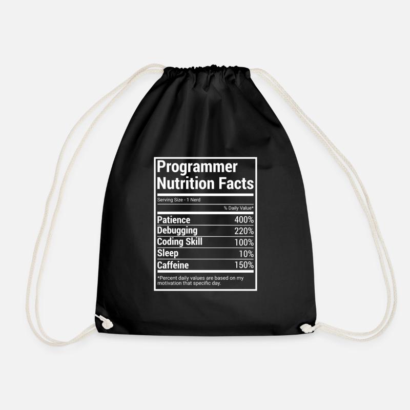 Programmer Nutrition Facts für Programmierer - Turnbeutel - Schwarz