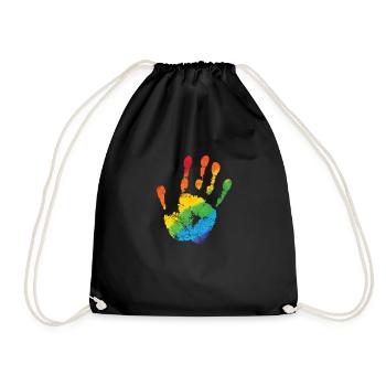 Main dans les couleurs de l’arc-en-ciel de couleur LGBT - Sac de sport léger - noir - Devant