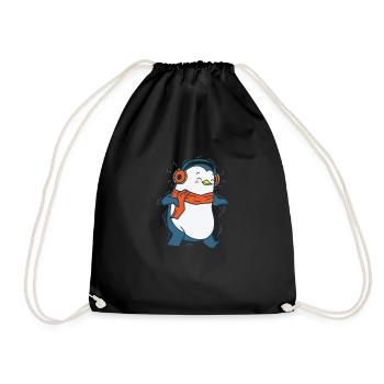 Penguin écoute de la musique avec des écouteurs Antarctique - Sac de sport léger - noir - Devant