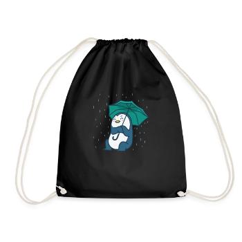 Penguin with an umbrella Antarctica - Drawstring Bag - black - Front