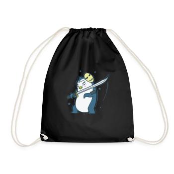 Penguin with mask and sword Antarctica - Drawstring Bag - black - Front