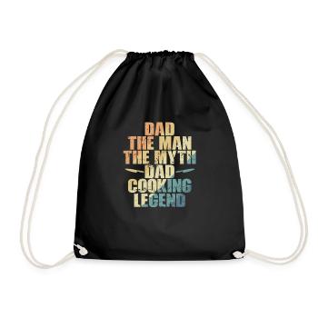 Dad The Man The Myth Day Cooking Legend Hobby - Drawstring Bag - black - Front