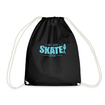 Eat Sleep Skate Repeat Schlittschuhlaufen - Turnbeutel - Schwarz - Vorne