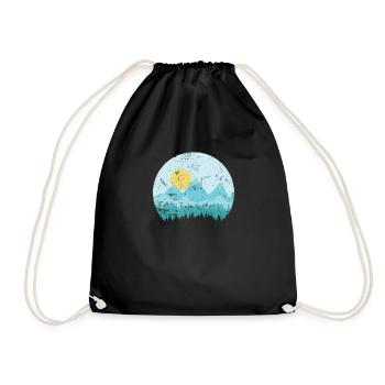 Montagnes avec paysage enneigé et forêts - Sac de sport léger - noir - Devant