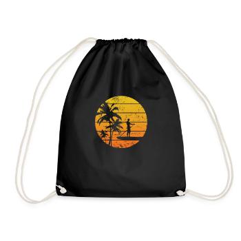 Urlaub und SUP Stand up Paddle Balance - Turnbeutel - Schwarz - Vorne