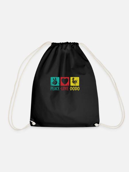 Peace Love Dodo Vogel aus Mauritius - Turnbeutel - Schwarz
