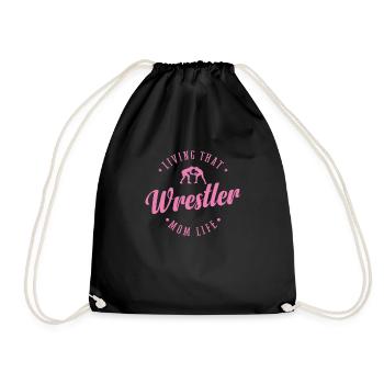 Living that Wrestler Mom Life Show Fight - Drawstring Bag - black - Front