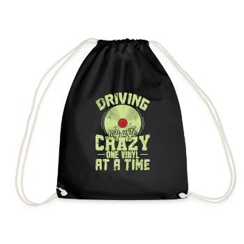 Driving my Wife Crazy one Vinyl at a Time - Drawstring Bag - black - Front