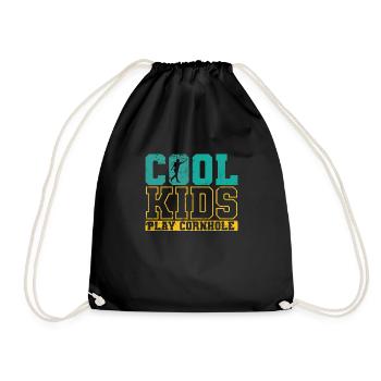 Cool Kids play Cornhole Leisure Hobby - Drawstring Bag - black - Front