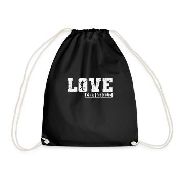 Love Cornhole Game Hobby - Drawstring Bag - black - Front
