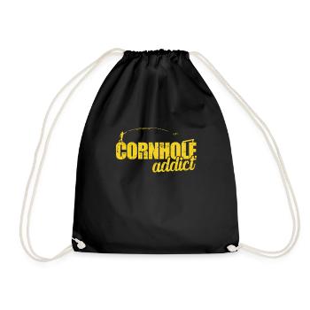 Cornhole addict game leisure hobby - Drawstring Bag - black - Front