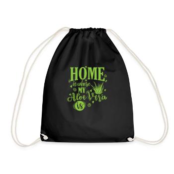Home is where my Aloe Vera is medicinal plant - Drawstring Bag - black - Front