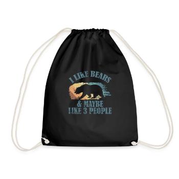 I Like Bears and Maybe 3 People Forest Animal - Drawstring Bag - black - Front