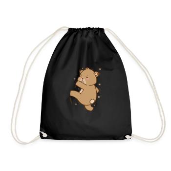 Bear throws a ball forest animal - Drawstring Bag - black - Front