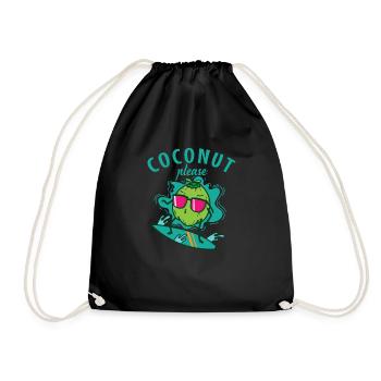 Coconut while surfing Coconut Please - Drawstring Bag - black - Front