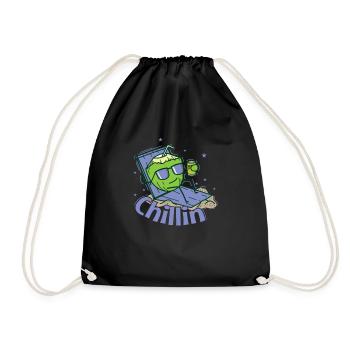 Chillin coconut on the beach exotic - Drawstring Bag - black - Front