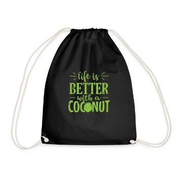 Life is Better with a Coconut Fruit - Drawstring Bag - black - Front